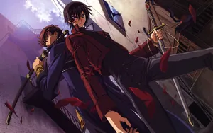 Code Geass Lelouch And Suzaku Holding Swords Wallpaper