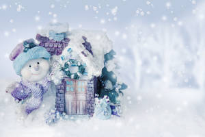 Cold Winter Snowman Decoration Wallpaper