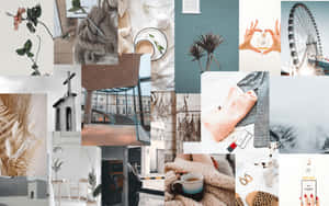 Collage Aesthetic Desktop Grey And White Wallpaper
