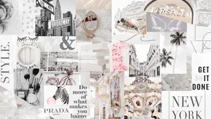 Collage Aesthetic Desktop Grey White Wallpaper