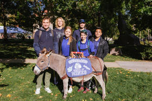 Colorado School Of Mines Students And Mascot Wallpaper