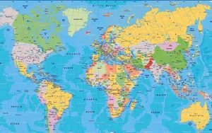 Colored Political World Map Wallpaper