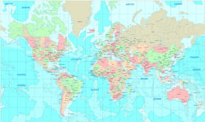 Colored World Map With Grids Wallpaper