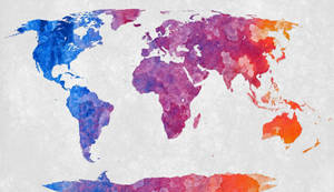 Colorful Abstract Painting World Map Wallpaper