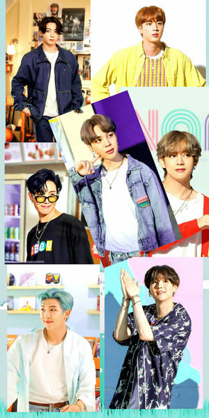 Colorful Aesthetic Bts Dynamite Collage Wallpaper