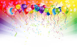 Colorful Aesthetic Happy Birthday Party Balloons Wallpaper