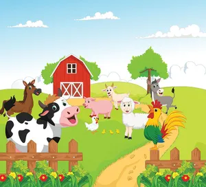 Colorful Artwork Of A Farm Animals Wallpaper