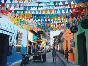 Colorful Banderitas In Colombia Wallpaper