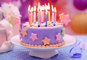 Colorful Birthday Cakewith Candles Wallpaper