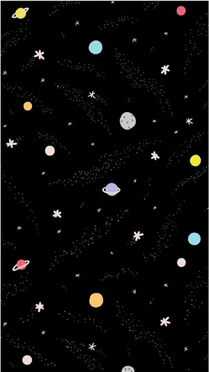 Colorful Cartoon Space Pattern Wallpaper
