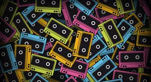 Colorful Cassette Tape Pattern Wallpaper