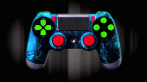 Colorful Cool Ps4 With Bright Neon Green Red Control Buttons Wallpaper