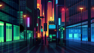 Colorful Dark Neon City Wallpaper