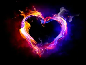 Colorful Flaming Heart Of Love Wallpaper