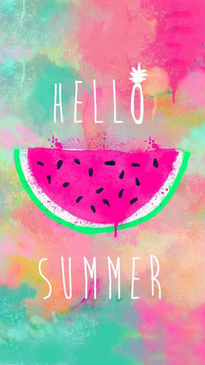 Colorful Girly Hello Summer Watermelon Wallpaper