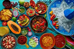 Colorful Mexican Food Spread Wallpaper