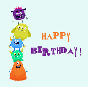 Colorful Monster Birthday Greeting Wallpaper