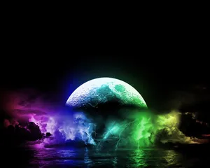 Colorful Moonrise Over Water Wallpaper