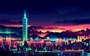 Colorful Night Of Cyberpunk City Wallpaper