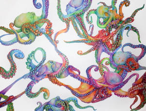 Colorful Octopuses Art Wallpaper