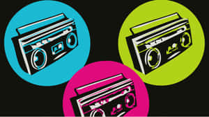 Colorful Old School Boombox Art Wallpaper