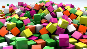 Colorful Pile Of 3d Cubes Wallpaper
