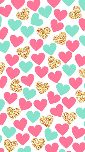 Colorful Pop Art Hearts For Valentine's Day Wallpaper