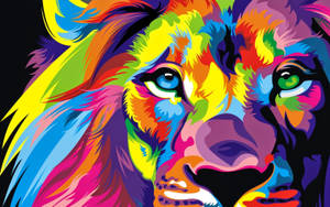 Colorful Rainbow Lion Portrait Wallpaper