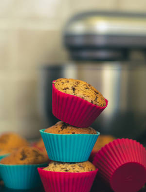 Colorful Stacked Muffins Wallpaper