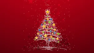 Colorful Stars On White Christmas Tree Wallpaper