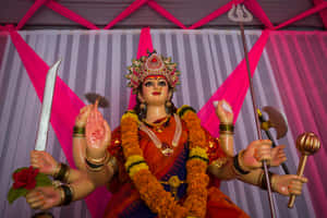 Colorful Statueof Hindu Goddess Durga Wallpaper