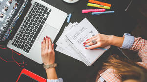 Colorful Student Desk Wallpaper