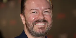 Comedian Ricky Gervais Performing On Stage