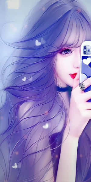 Confident Individual With Long, Vivid Blue Hair Wallpaper