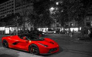 Cool Aesthetic Red Car Black And White For Computer Wallpaper