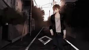 Cool Anime Boy In Dark Alley Wallpaper