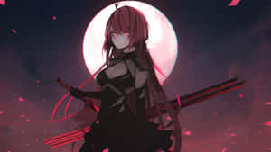 Cool Anime Character Anime Girl Red Aesthetic Moon Wallpaper