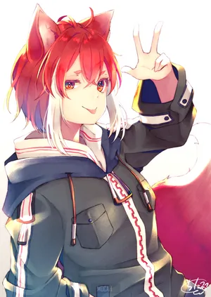 Cool Anime Fox With Red Hair Wallpaper