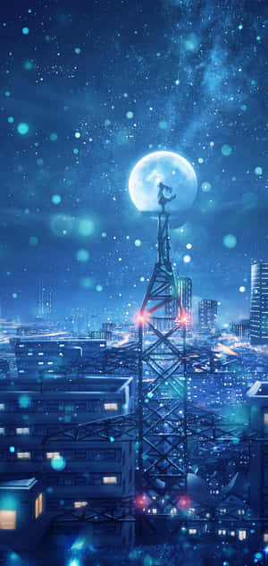 Cool Anime Iphone Nighttime In City Wallpaper