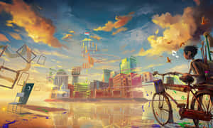 Cool Art Alone Boy In A Fantasy City Wallpaper