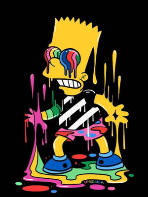 Cool Bart Simpson With Paint Abstract Wallpaper
