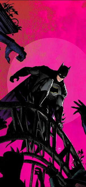 Cool Batman Cartoon Pink Art Mobile Wallpaper