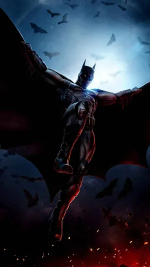 Cool Batman Fly With Bats Mobile Wallpaper