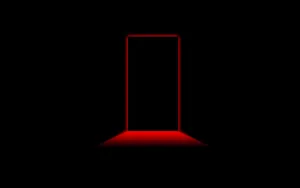 Cool Black Door With Red Light Wallpaper