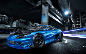 Cool Bright Blue 3d Car Wallpaper