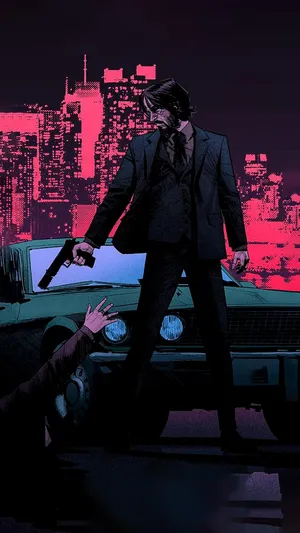 Cool Cartoon Art John Wick Hd Wallpaper