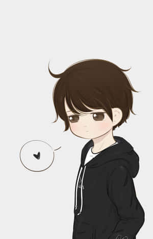 Cool Cartoon Boy In Black Hoodie Wallpaper