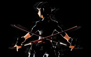 Cool Female Ninja In Black Suit With Katana Wallpaper