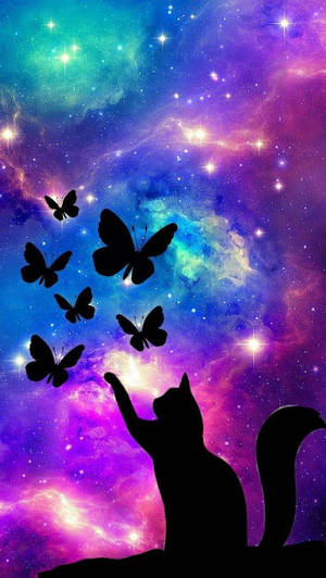 Cool Galaxy Cat Silhouette Wallpaper