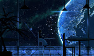 Cool Galaxy Coffee Shop Wallpaper